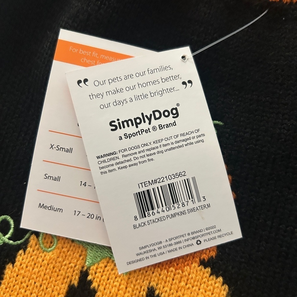 NWT Halloween Simplydog Black Orange Small Pet Costume with Pumpkin Design - Picture 11 of 12